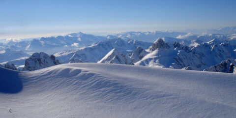 Snowy mountain vista